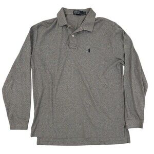 Polo Ralph Lauren Long Sleeve Men’s Polo Shirt Long Sleeve Gray Sz L Logo